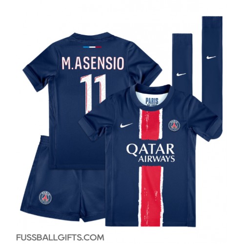 Paris Saint-Germain Marco Asensio #11 Fußballbekleidung Heimtrikot Kinder 2024-25 Kurzarm (+ kurze hosen)